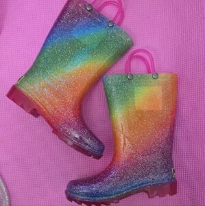Rainbow Glitter Rain Boots